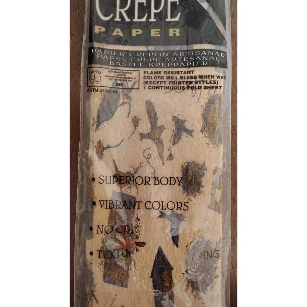 Vintage Aleene's NOS Crepe Paper Birds of a Feather 20" x 5", Nests Birdhouse